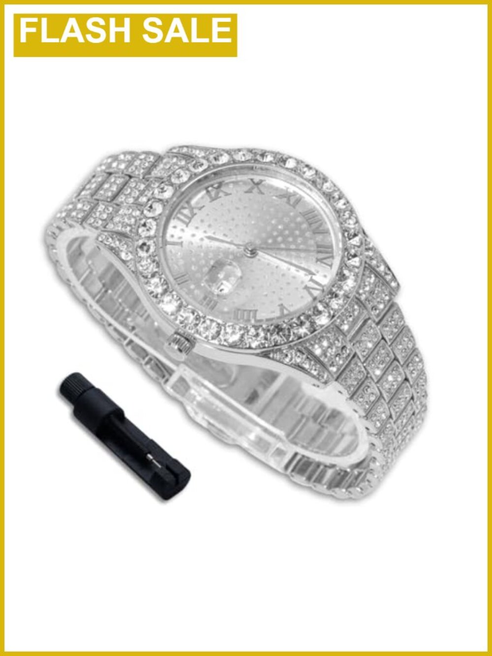 Kids Diamond Watch 18K Gold Platinum Plated Bling Hip Hop Wristwatch